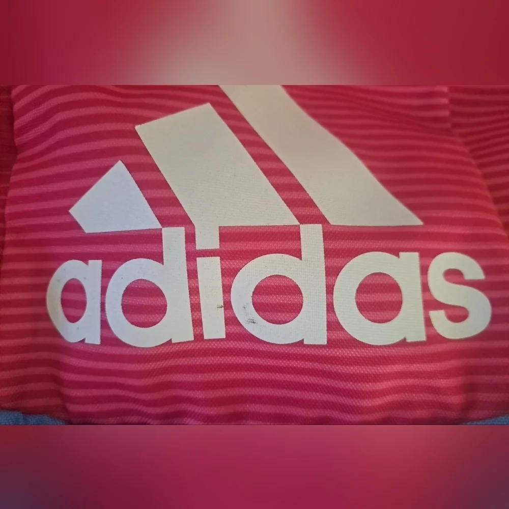 Adidas Pink & Blue Striped Backpack